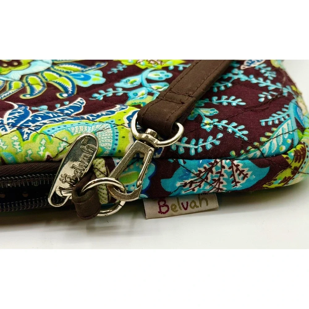 Belvah Quilted Floralipad Padded‎ case Bag  Brown Blue Green